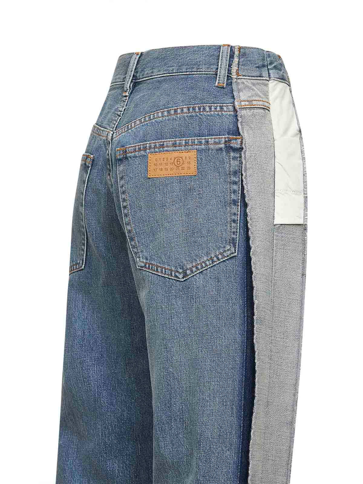 Blue cotton denim straight leg jeans - 3
