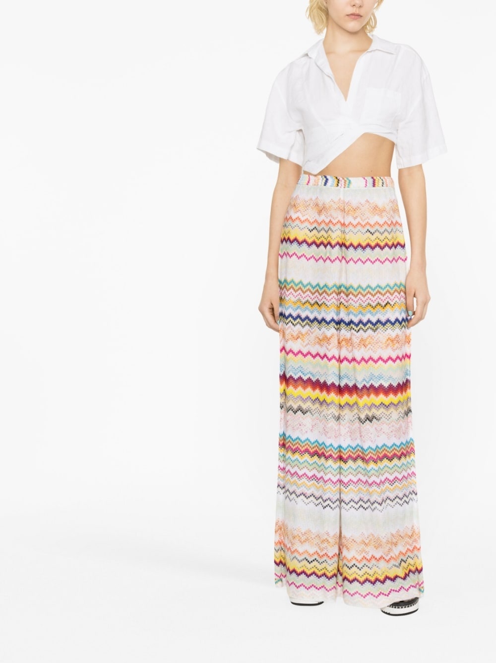 zigzag wide-leg trousers - 3
