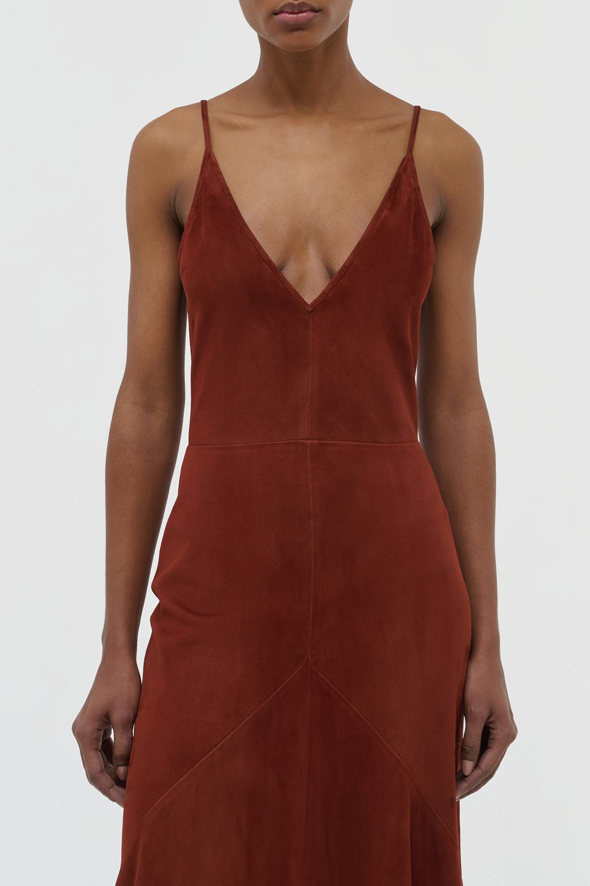 Brigita Slip Dress in Burnt Sienna Suede - 5