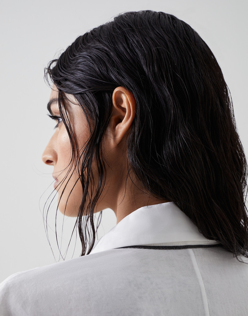 Cotton organza blazer with monili 3