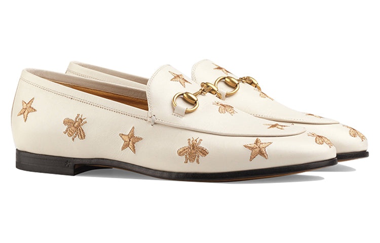 (WMNS) Gucci Jordaan Embroidered Leather White 505281-D3V00-9022 - 2