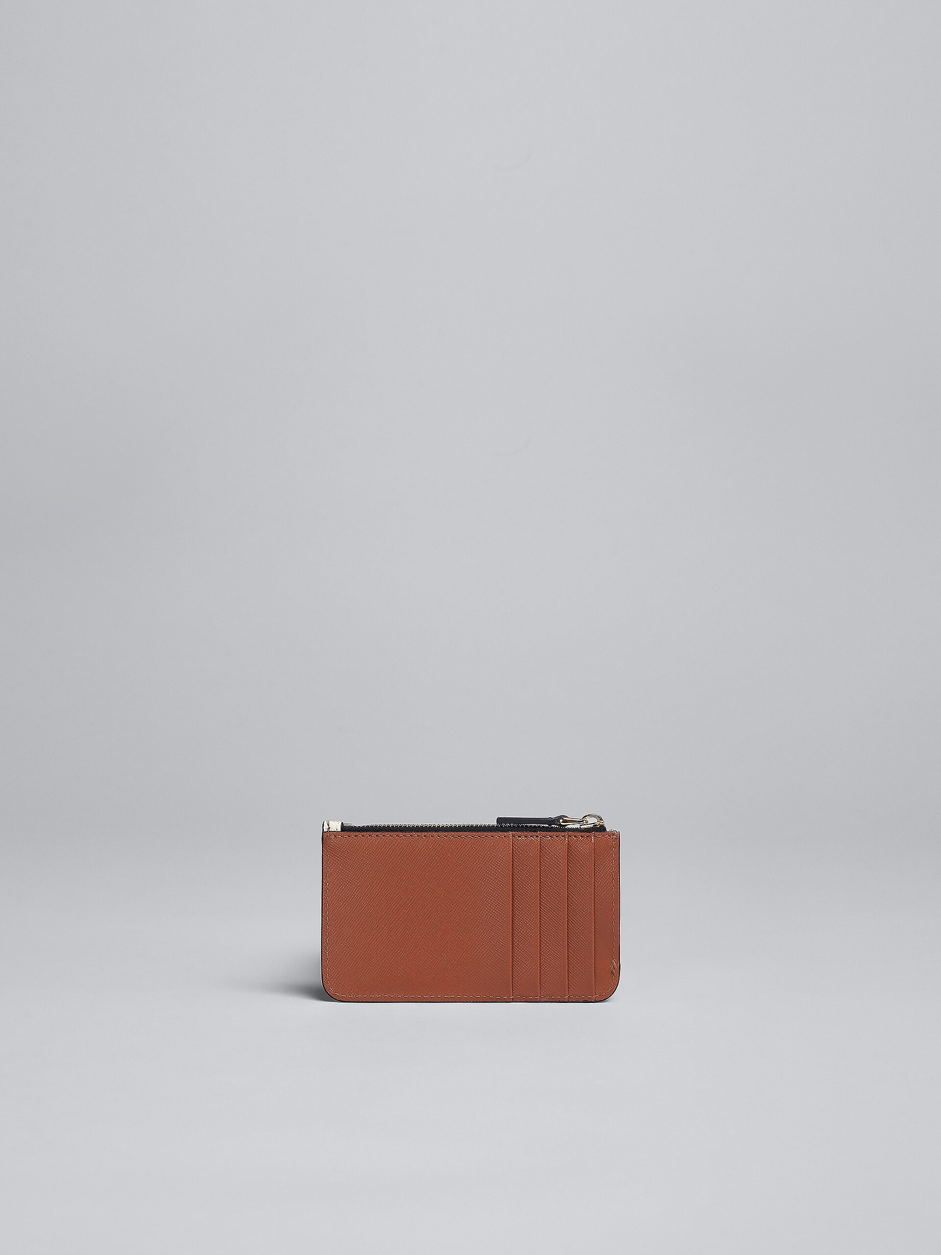 BLUE WHITE AND BROWN SAFFIANO LEATHER CARD CASE - 3