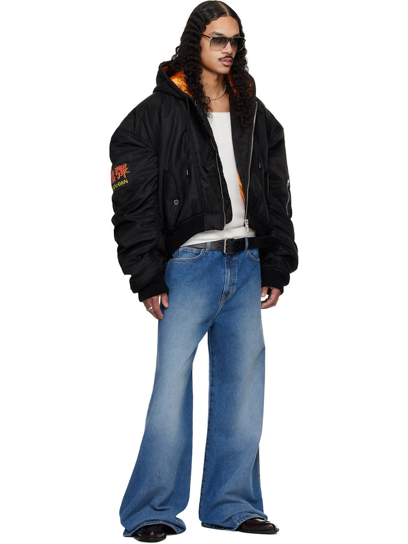 LU'U DAN Black Distorted MA1 Bomber Jacket outlook