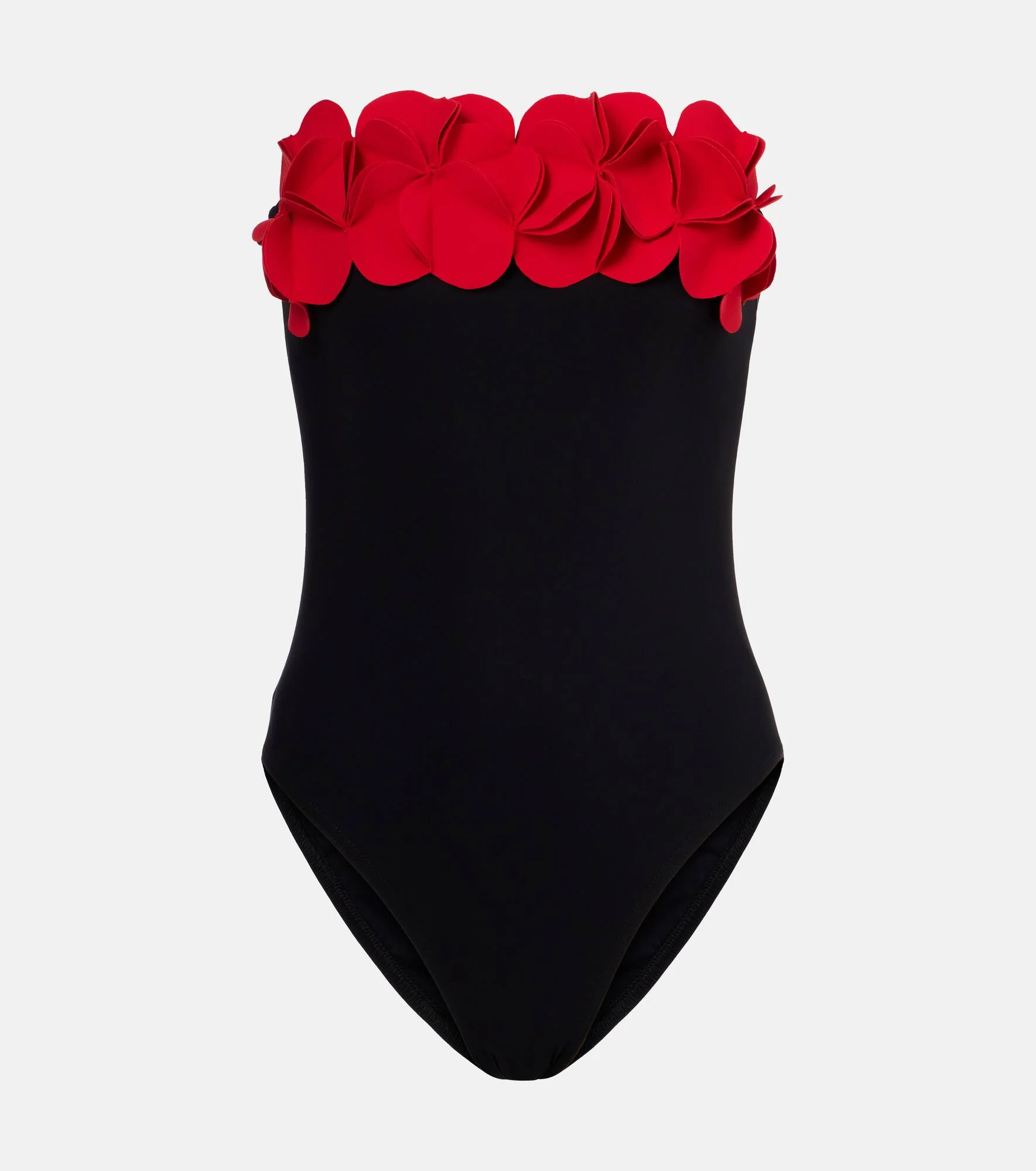 Floral-appliqué strapless swimsuit - 1