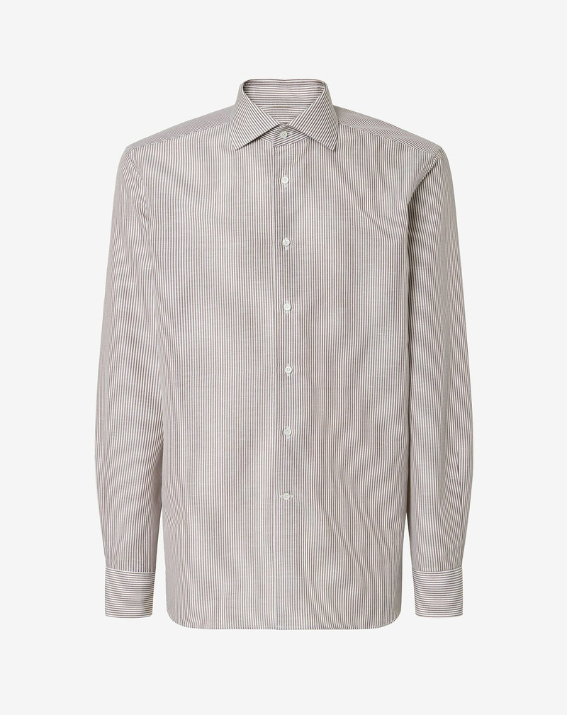 White/brown cotton and linen shirt 1