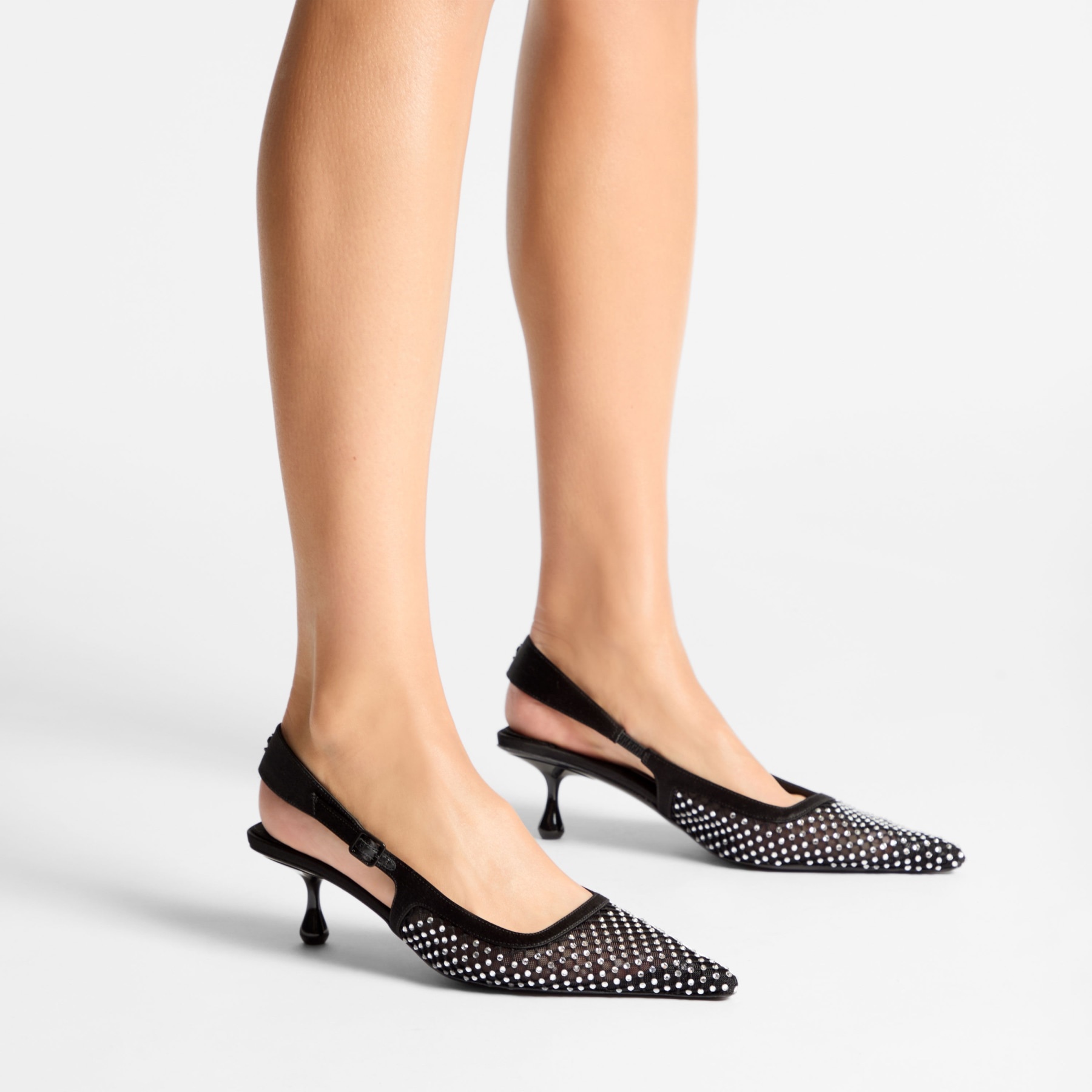 Amel 50
Black Crystal Mesh & Satin Pumps - 2