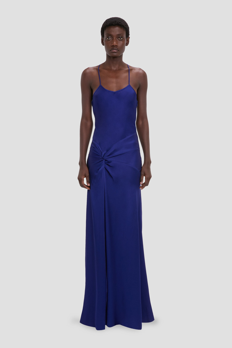 Victoria Beckham Draped Cami Gown In Bright Indigo outlook