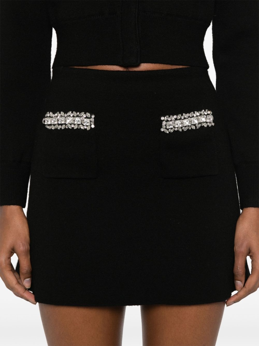 knitted embellished mini skirt - 5