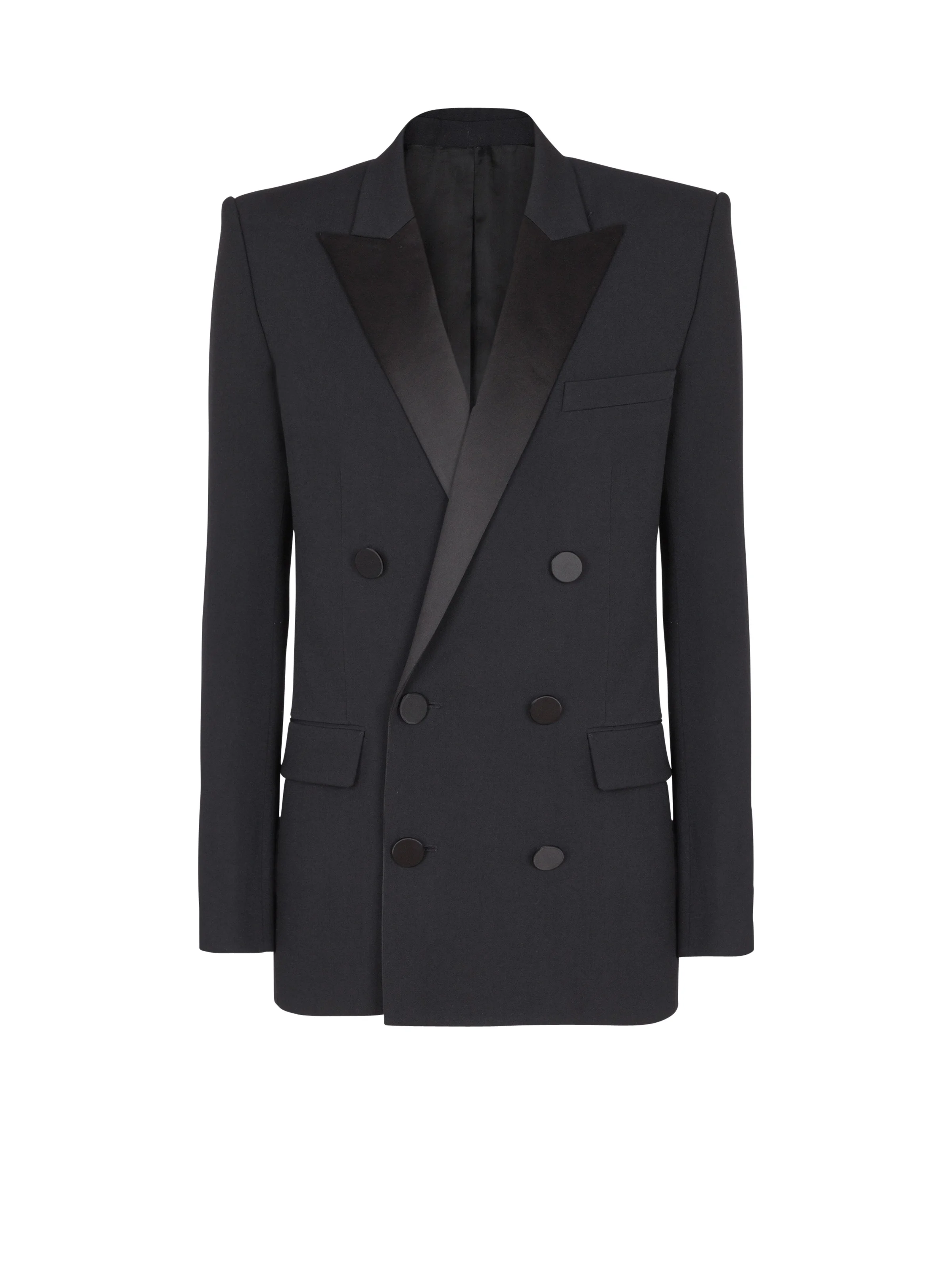 Grain de poudre blazer with satin lapels - 1