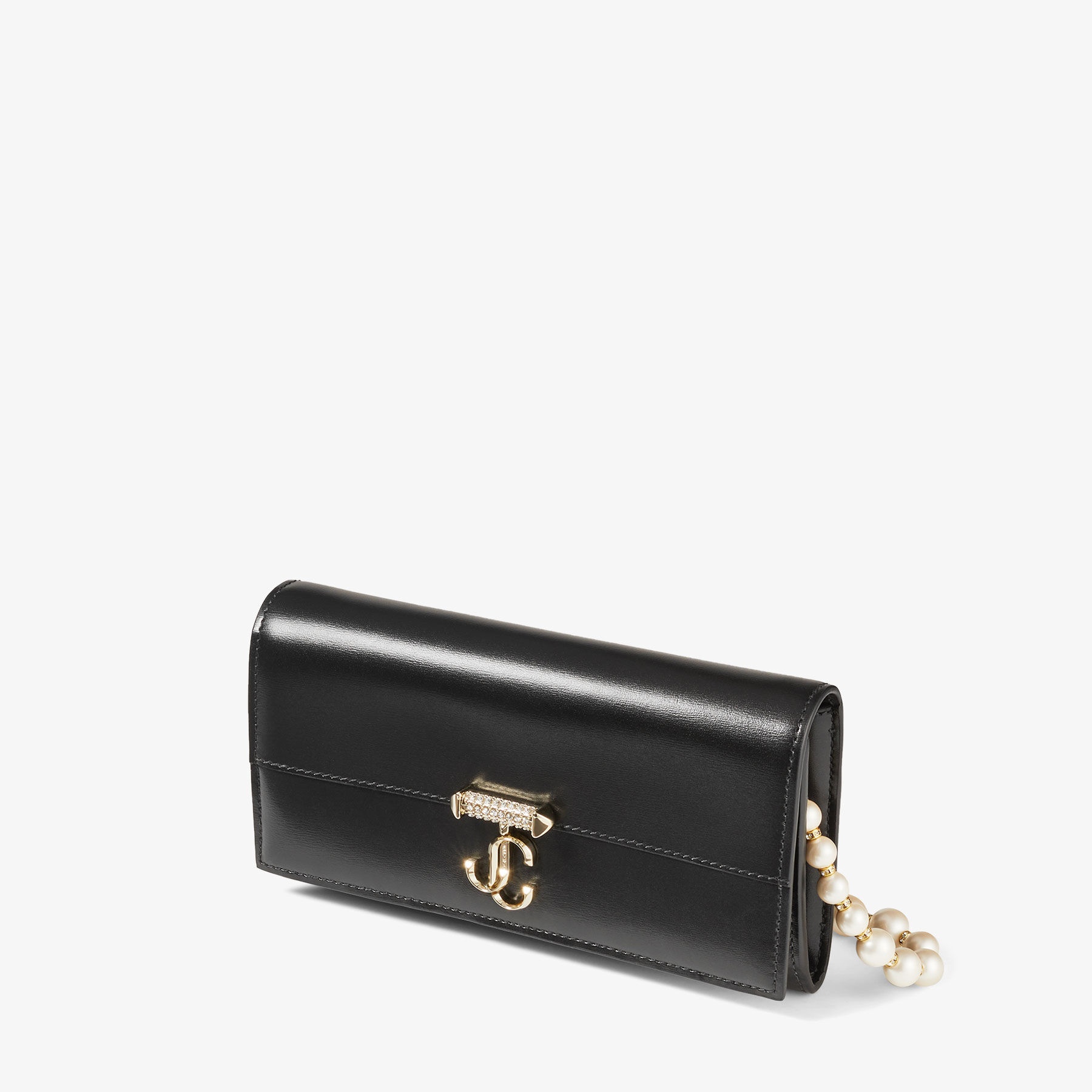 JIMMY CHOO Avenue Wallet W/Chain Black Leather Wallet with