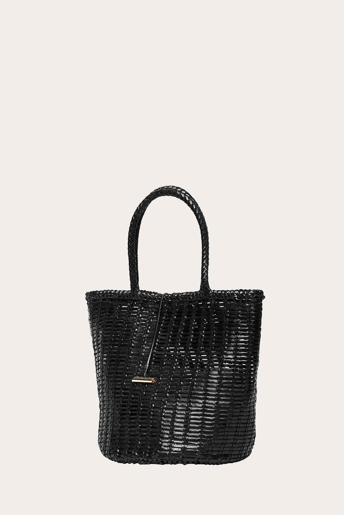 ROUND LEATHER BASKET BLACK - 3