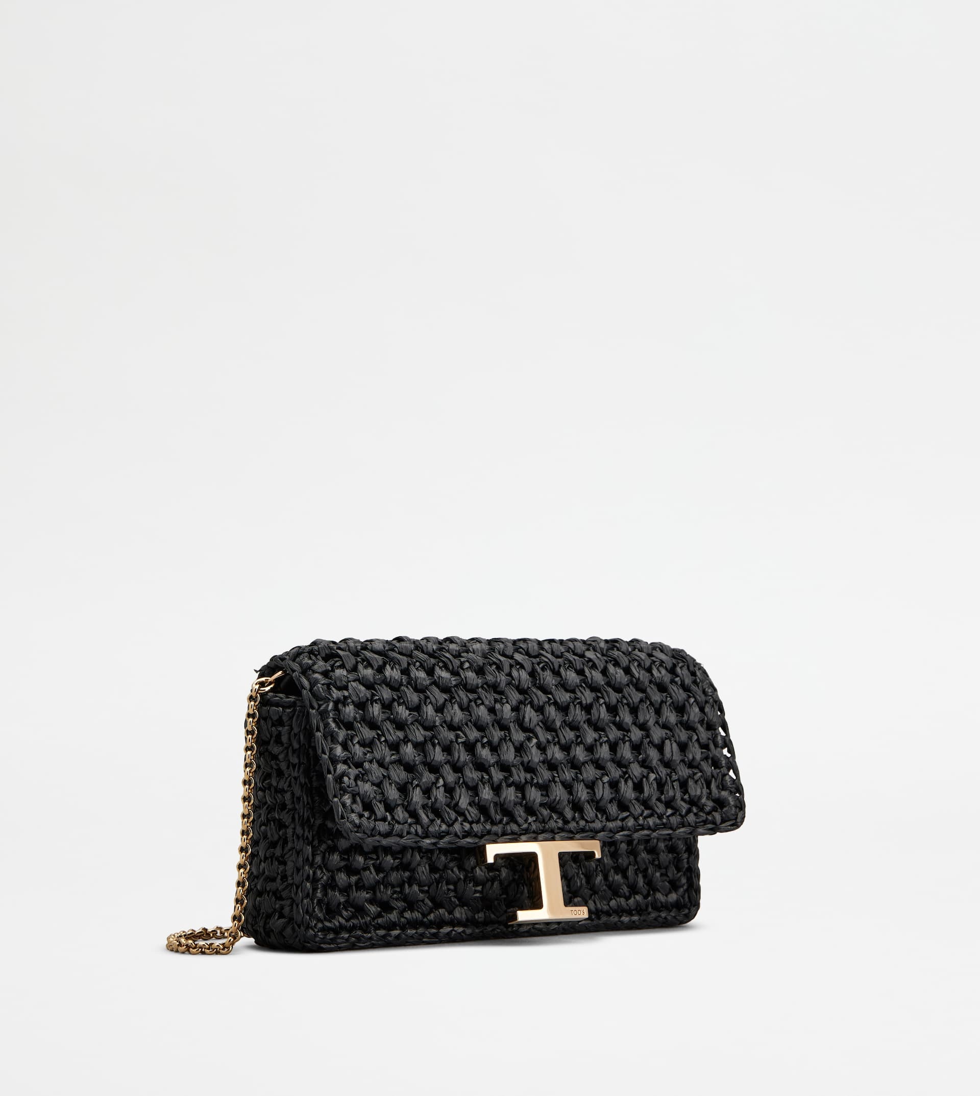 T TIMELESS FLAP BAG IN RAFFIA MICRO - BLACK - 2