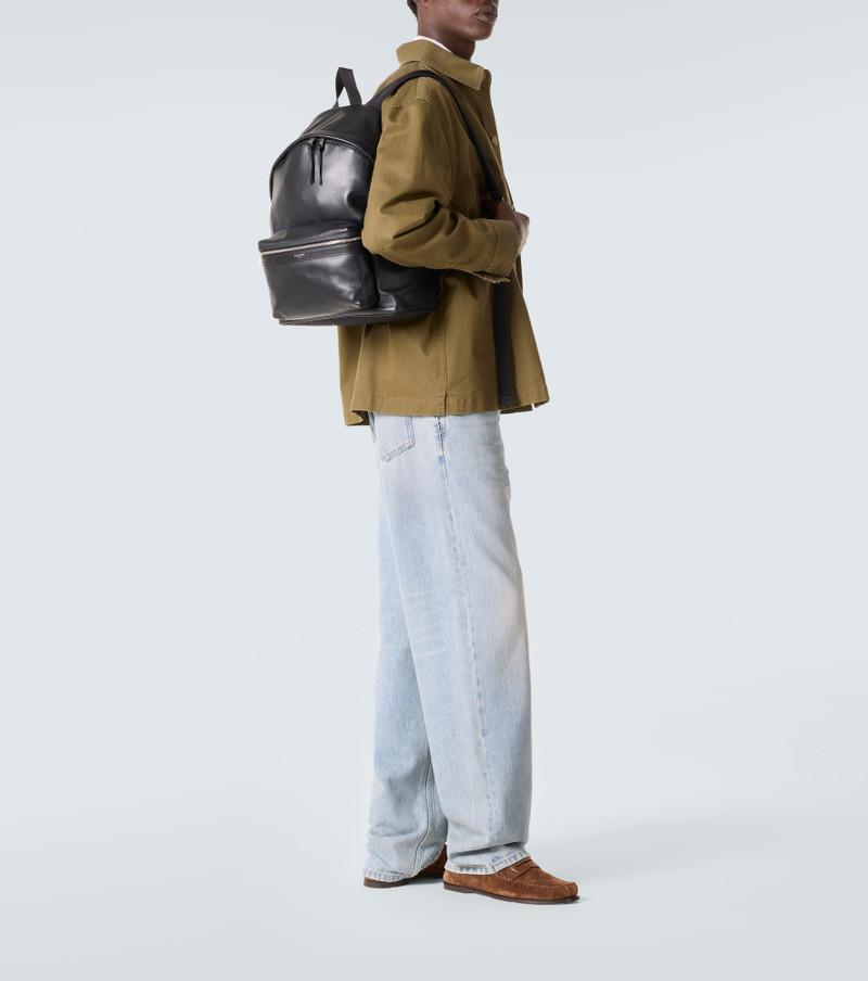 SAINT LAURENT Leather-trimmed backpack outlook