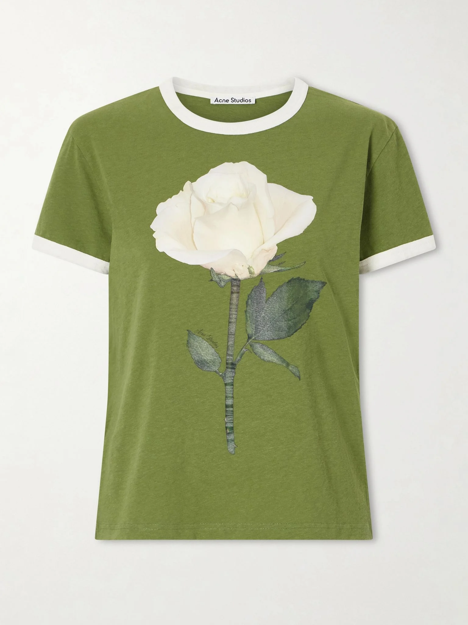 Etza printed cotton and hemp-blend T-shirt Green - 1
