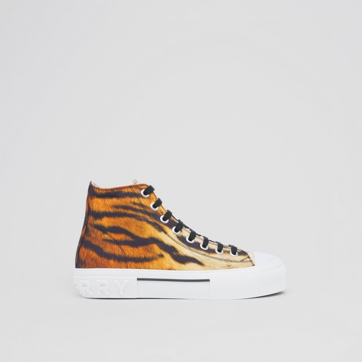 Tiger Print Cotton High-top Sneakers - 2