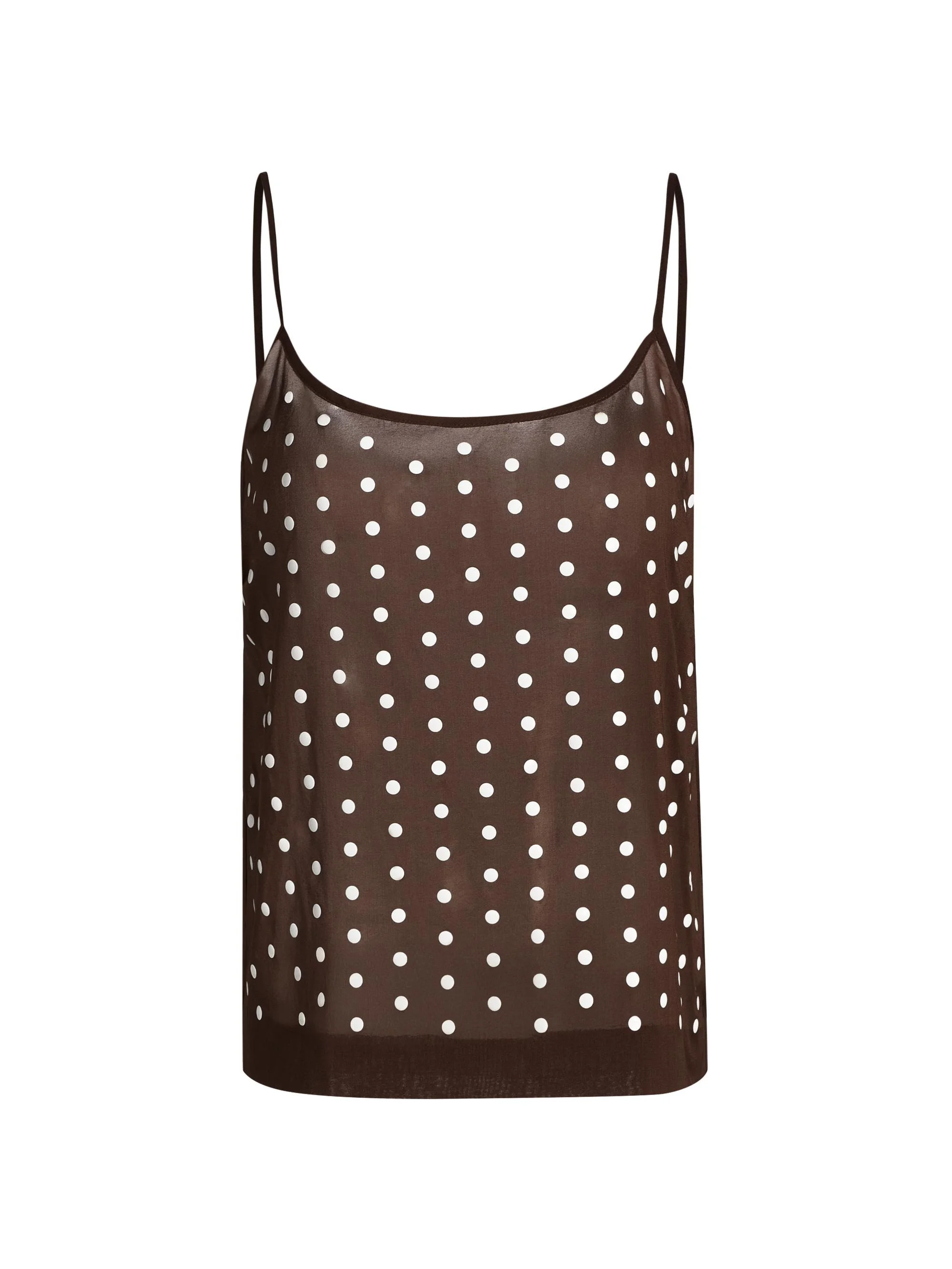 Women's Calipso Polka Dot Stretch-Silk Tank - Brown - 1