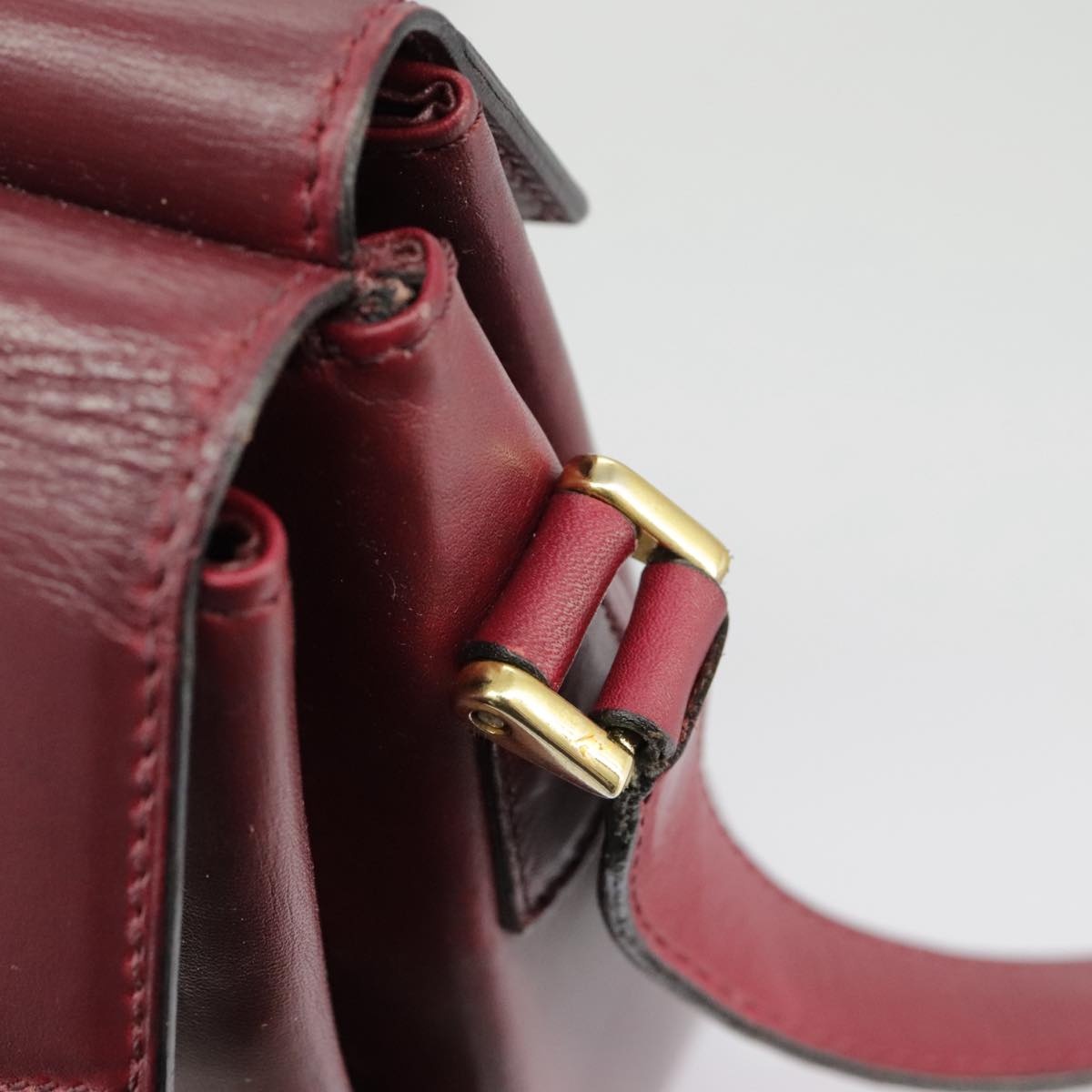 CELINE Shoulder Bag Leather Wine Red Gold - 16