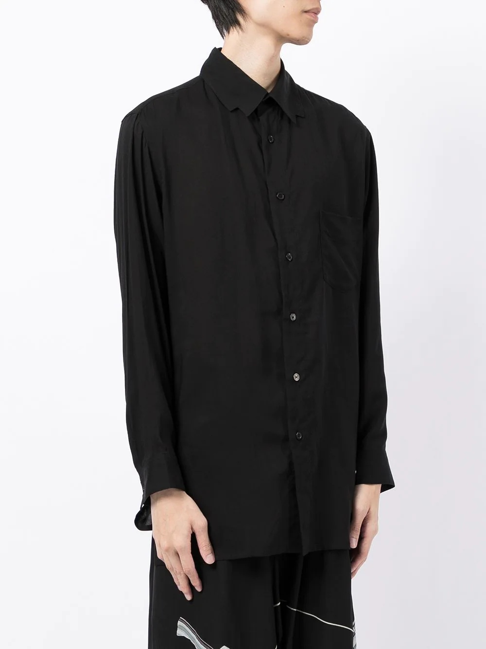 collar-detail oversize long-sleeve shirt - 3