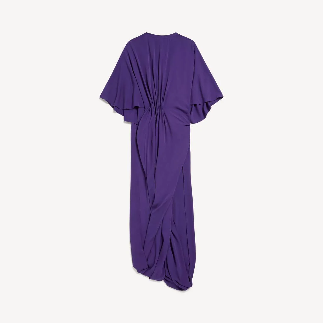 Women's Short Sleeves Draped Dress in Purple - 1
