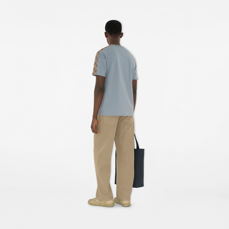 Check Trim Cotton T-shirt 5
