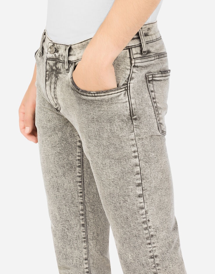 Light gray wash skinny stretch jeans - 4