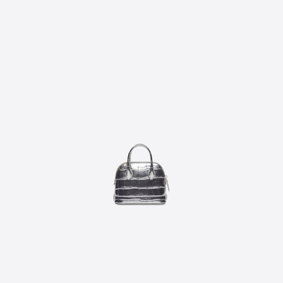 BALENCIAGA Women's Ville Mini Handbag Metallized Crocodile Embossed in Silver outlook