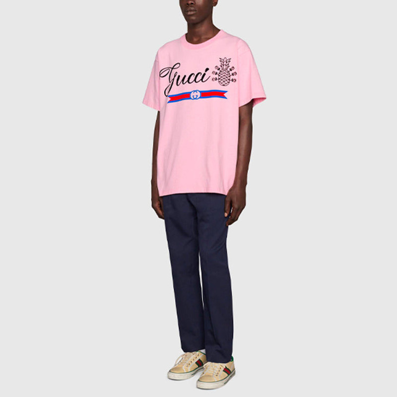 GUCCI Gucci Pineapple Cotton T-Shirt 'Pink' 616036-XJD21-5904 outlook