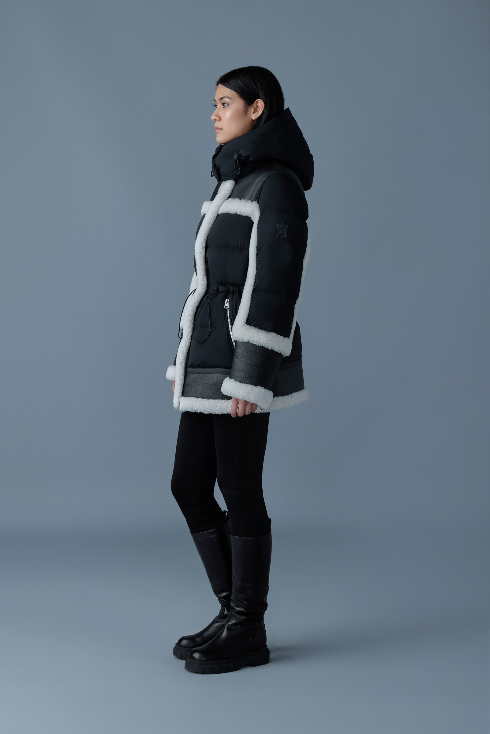 LILIBETH Mixed-media shearling down parka - 3
