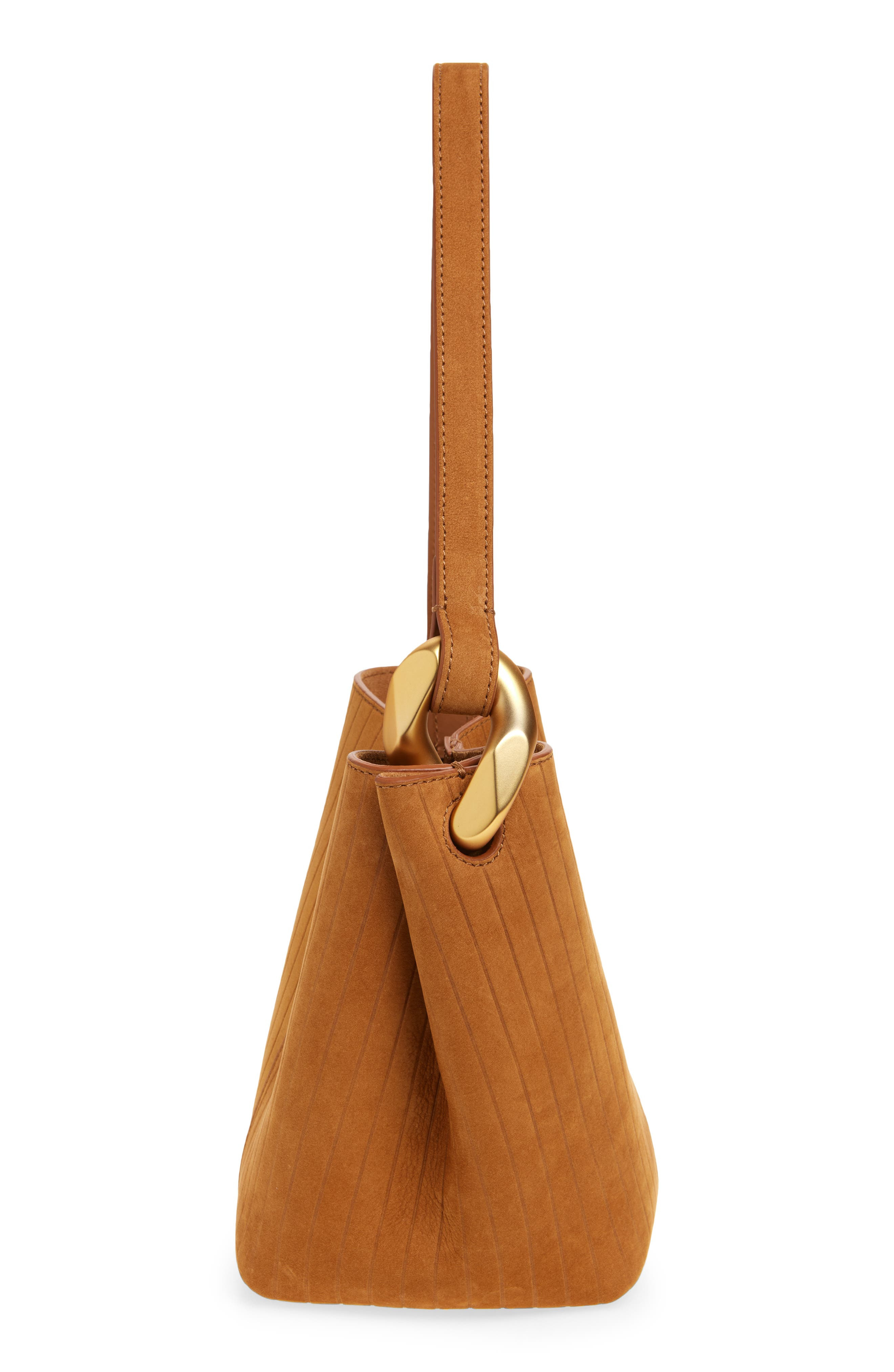 JW Anderson Small Corner Stripe Deerskin Tote in Caramel 604 at Nordstrom - 4