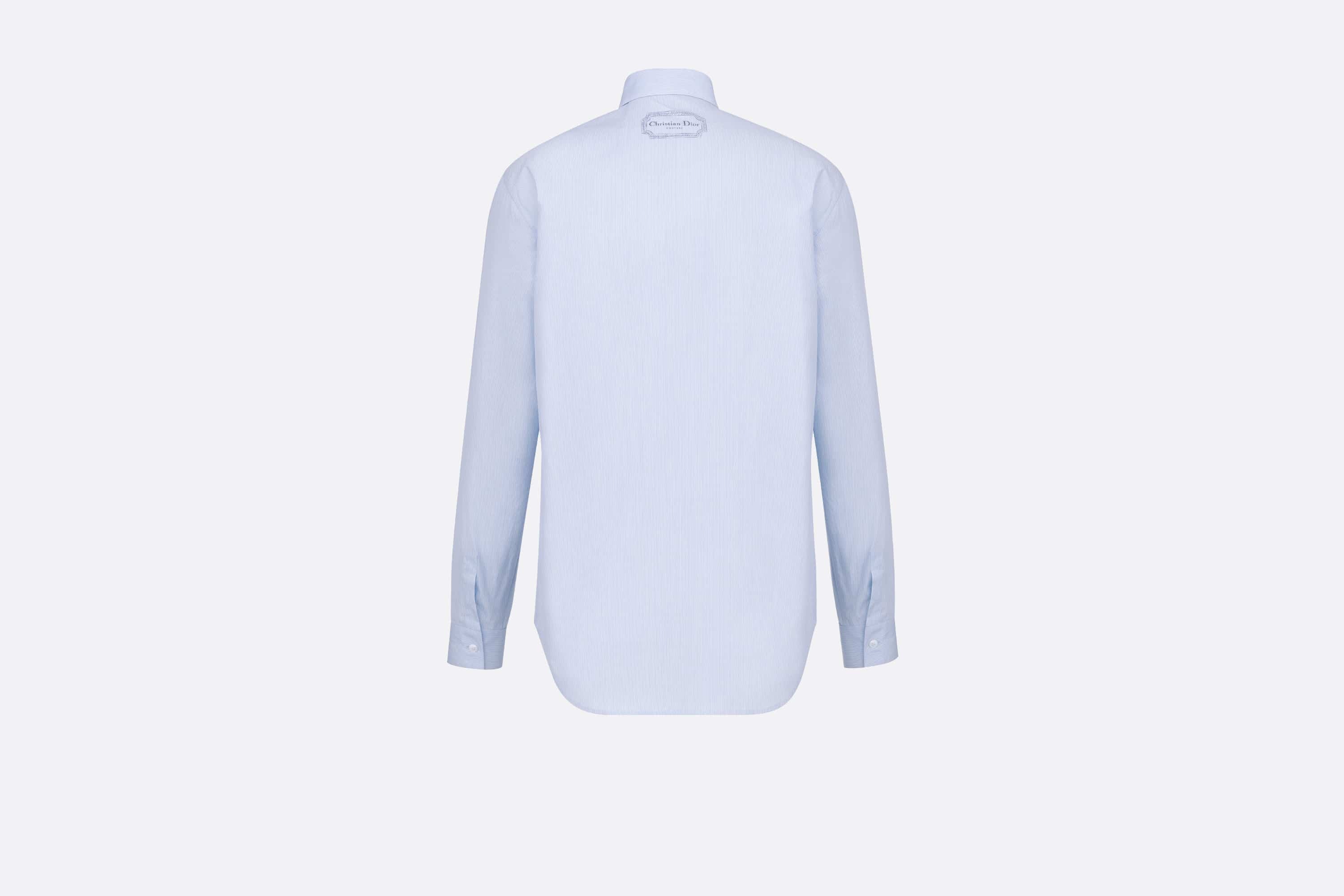 Christian Dior Couture Shirt White Cotton Poplin with Blue Stripes