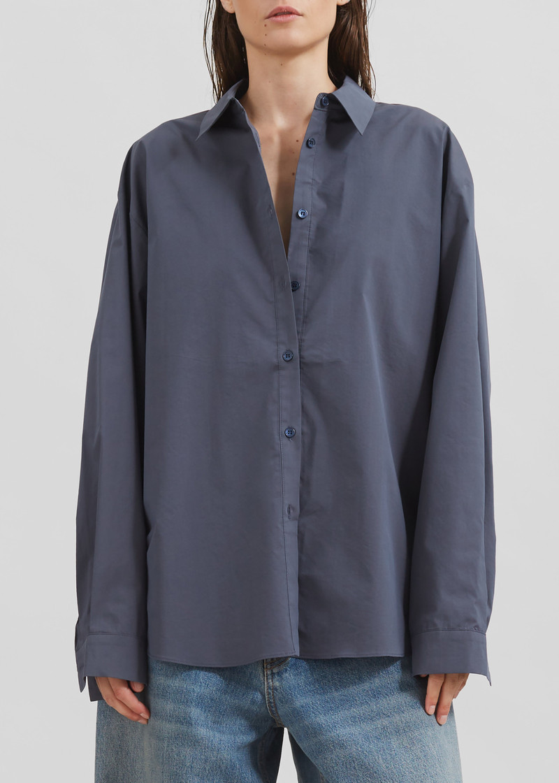 Kae Back Slit Button Up Shirt - Charcoal 5