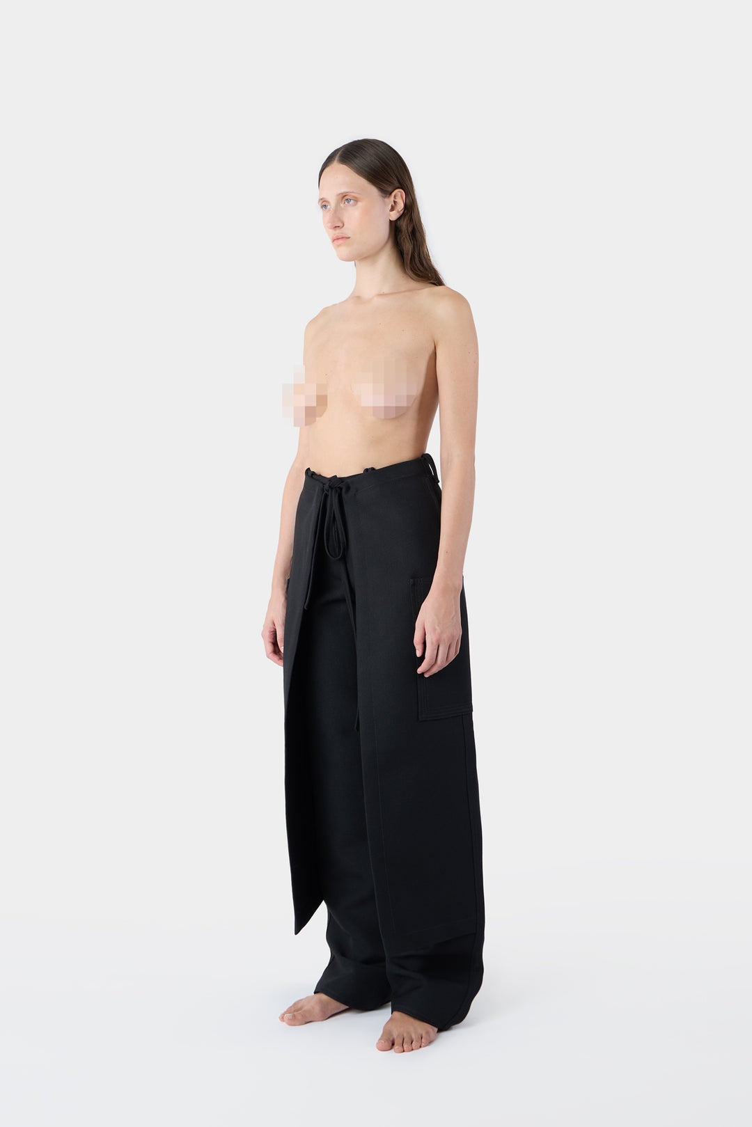 LONG PANEL PANTS / black - 3