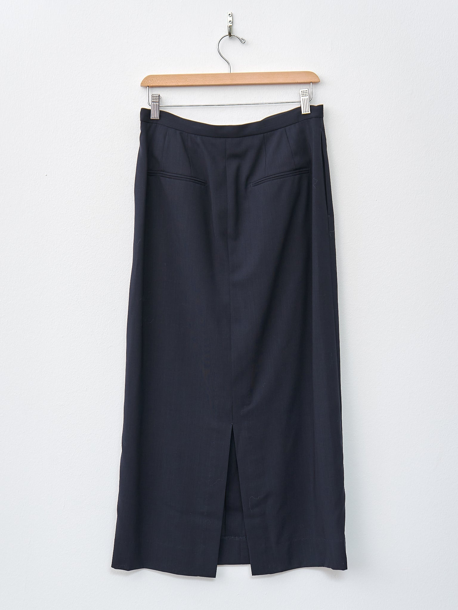 Wool Lawn Straight Skirt - Navy - 5