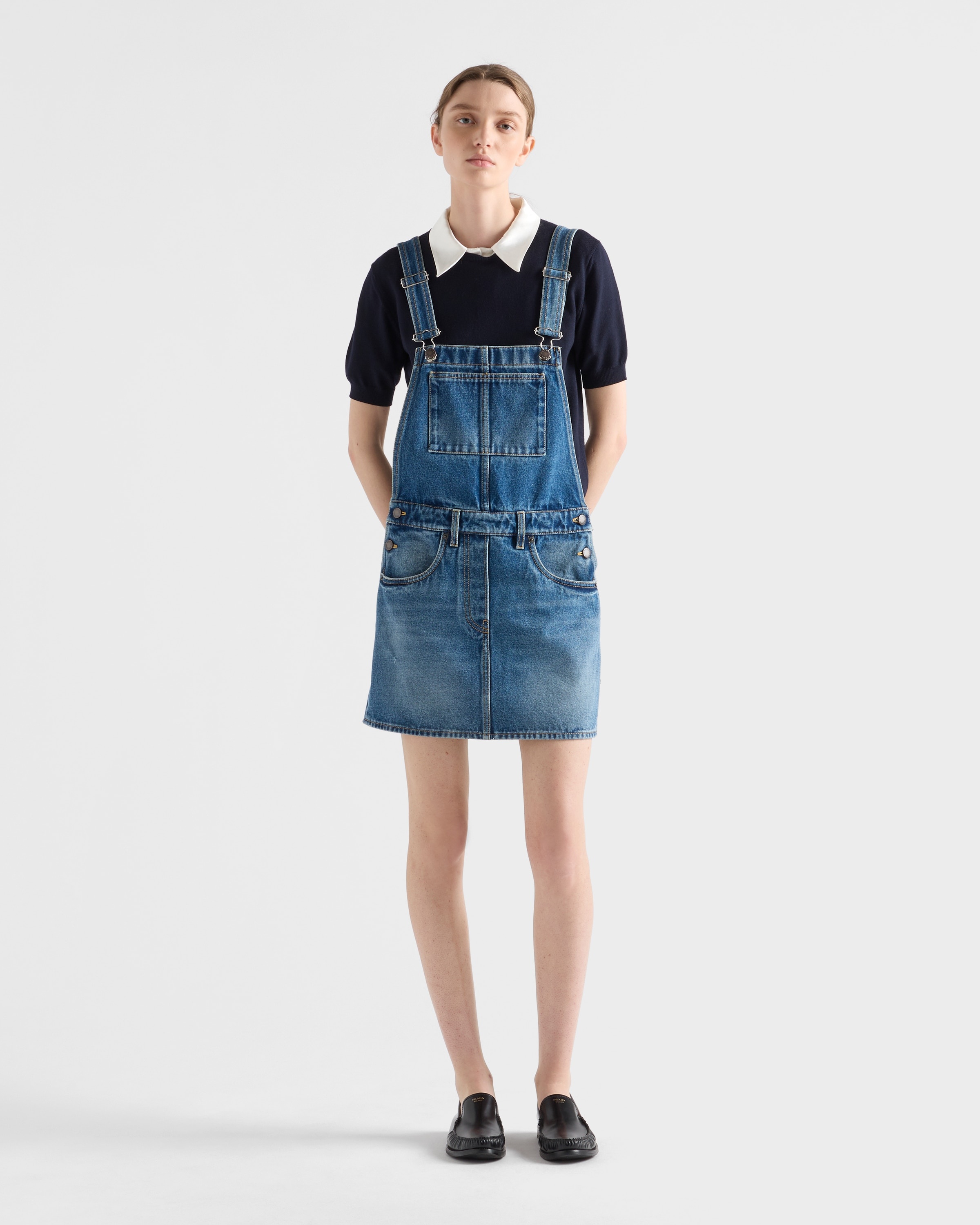Denim bib overall mini-dress - 2