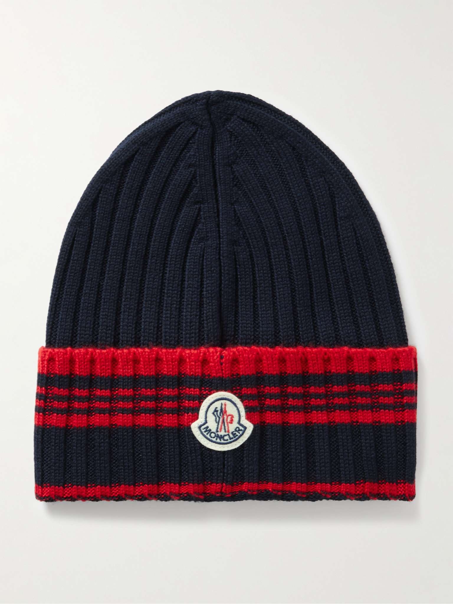 Logo-Appliquéd Striped Ribbed Virgin Wool Beanie - 1