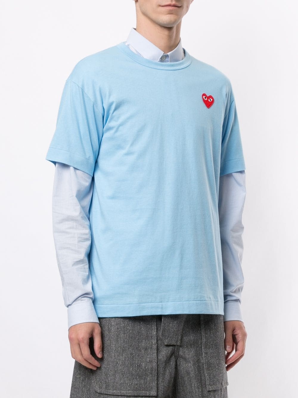 embroidered heart patch T-shirt - 3