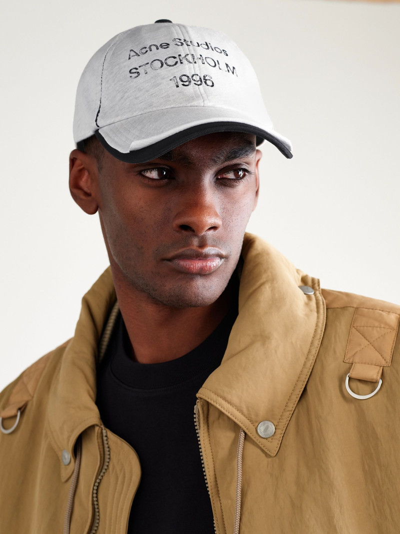 Acne Studios Carliy Layered Logo-Print Cotton and Hemp-Blend Jersey and Twill Baseball Cap Gray outlook