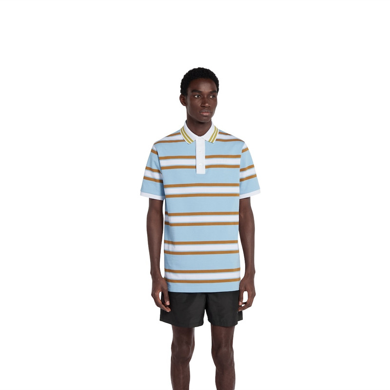 Striped cotton jersey polo top 3