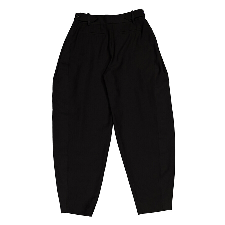 Stella McCartney Ladies Black Pleated Wide-Leg Wool Trousers - 6