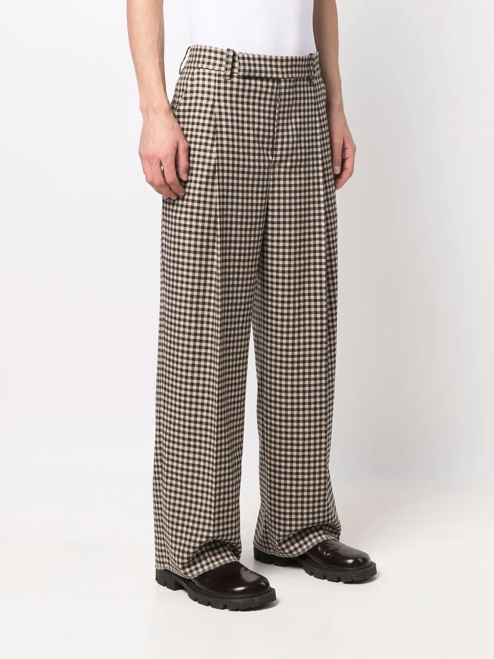 gingham wide-leg trousers - 3