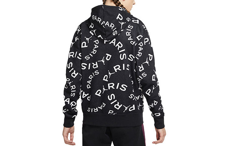 Jordan Air Jordan Paris Saint-Germain Full Print Fleece Stay Warm Pullover Black CV9955-010 outlook