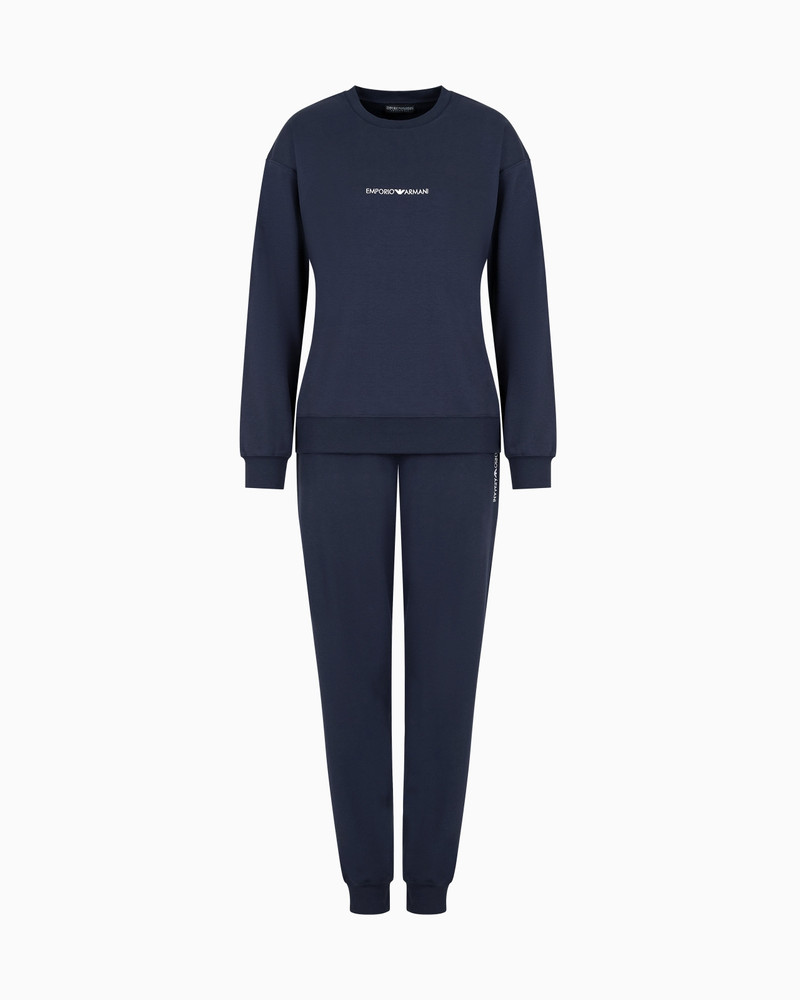 Interlock jersey sweatshirt and trouser pyjamas with logo 1