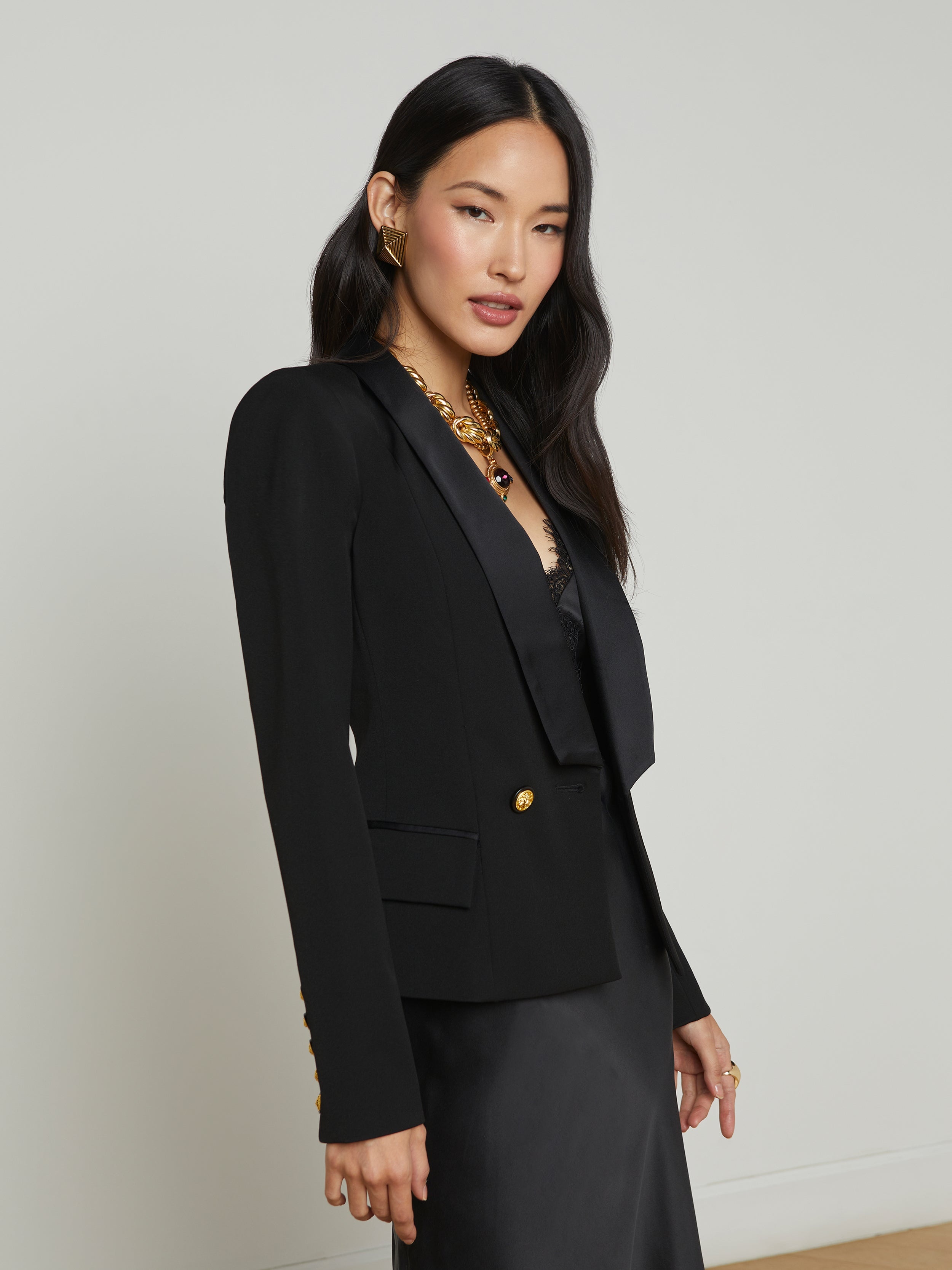 Imogen Satin Lapel Blazer - 5