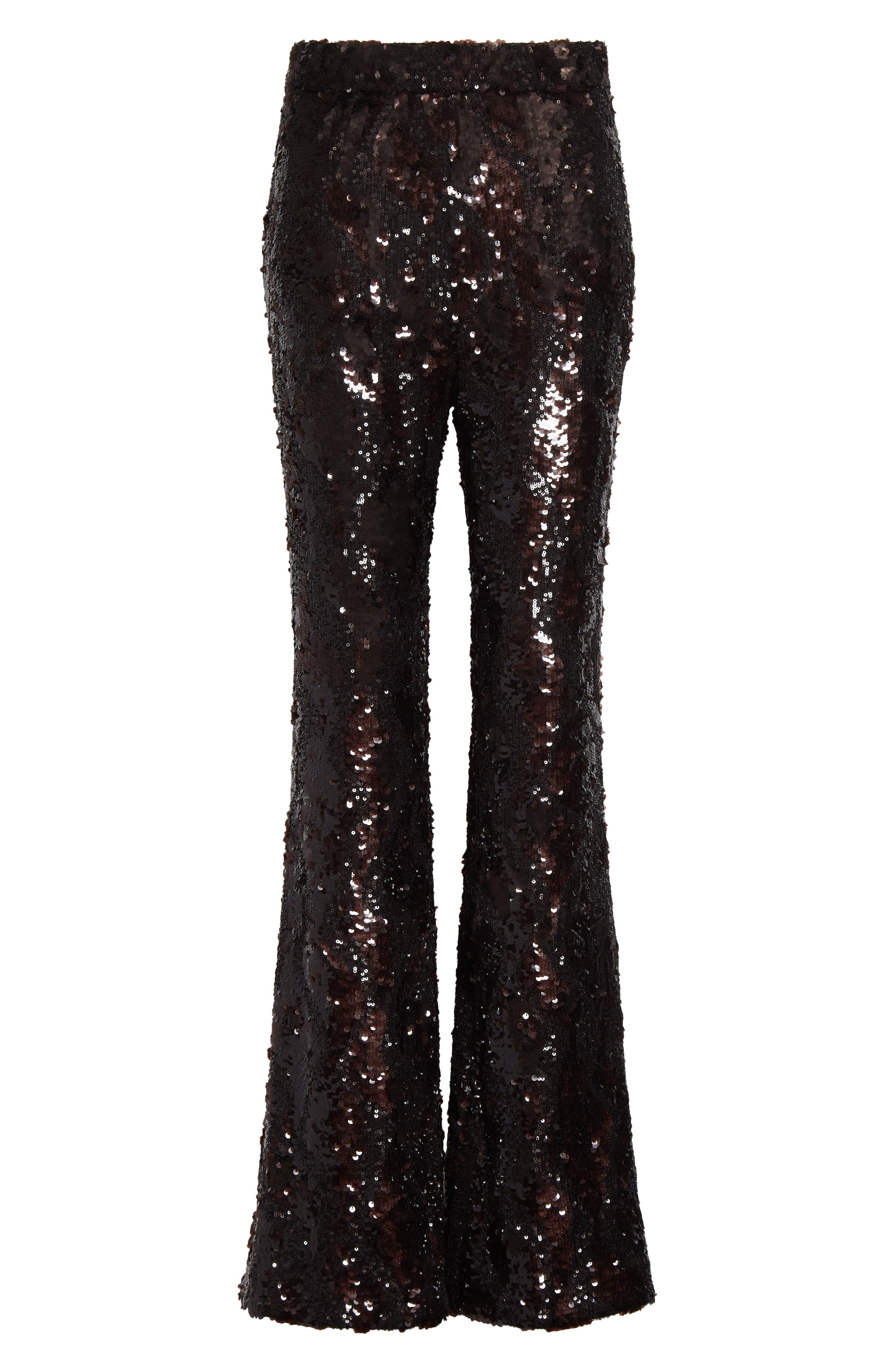 Veronica Beard Collier Sequin Skinny Flare Leg Pants in Dark Currant at Nordstrom - 6