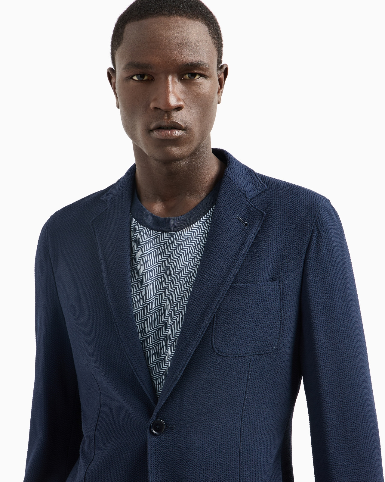 UPTON LINE SINGLE-BREASTED JACKET IN SEERSUCKER VIRGIN WOOL - 5