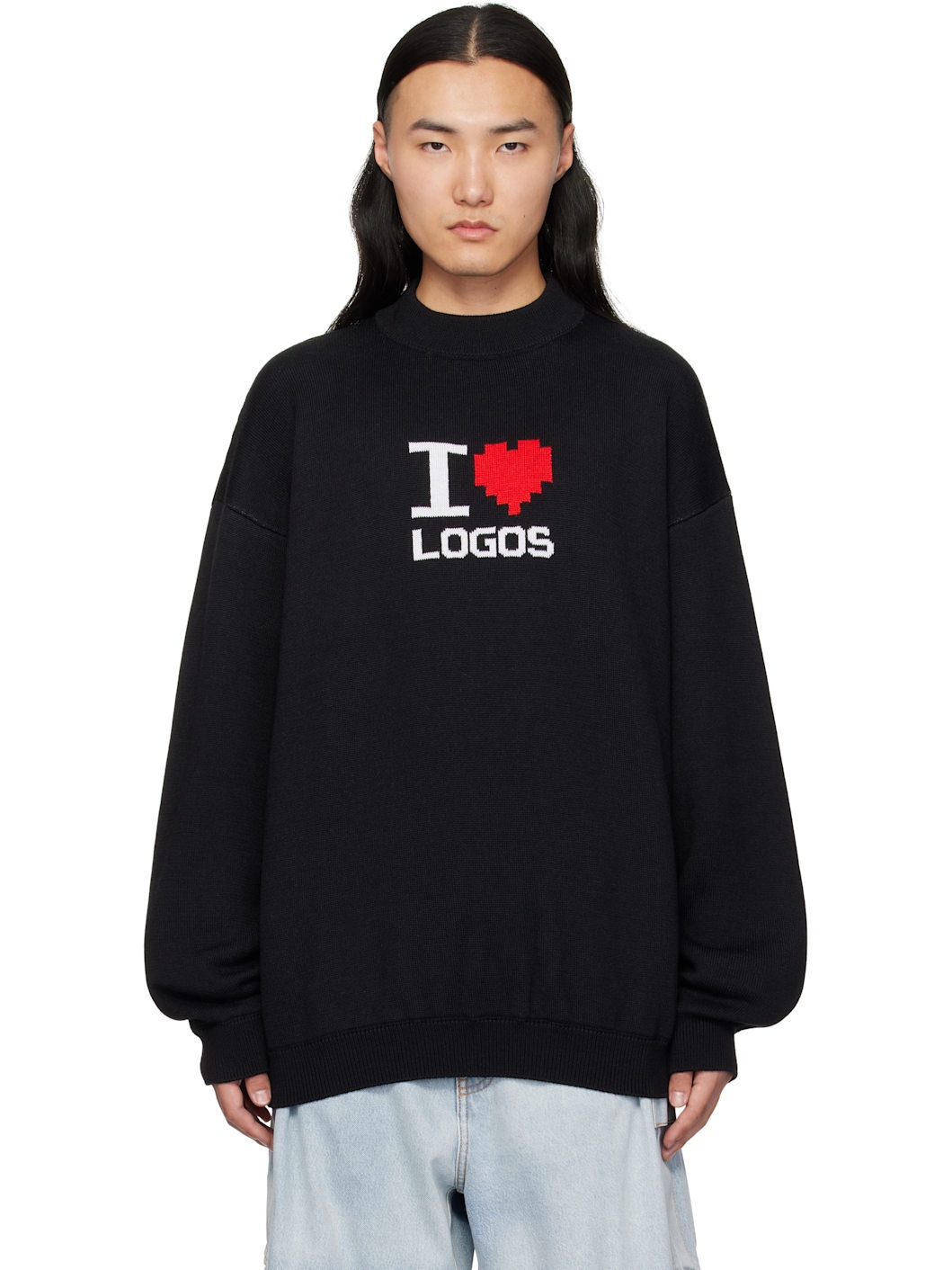 Black 'I Love Logos' Sweater - 1