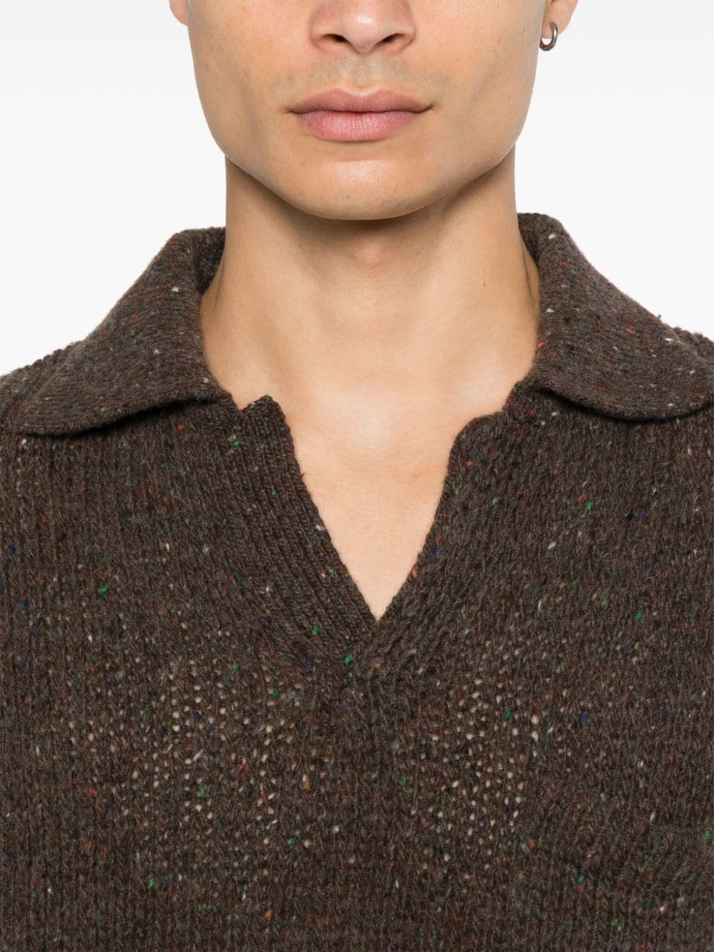 speckle-knit polo sweater - 6