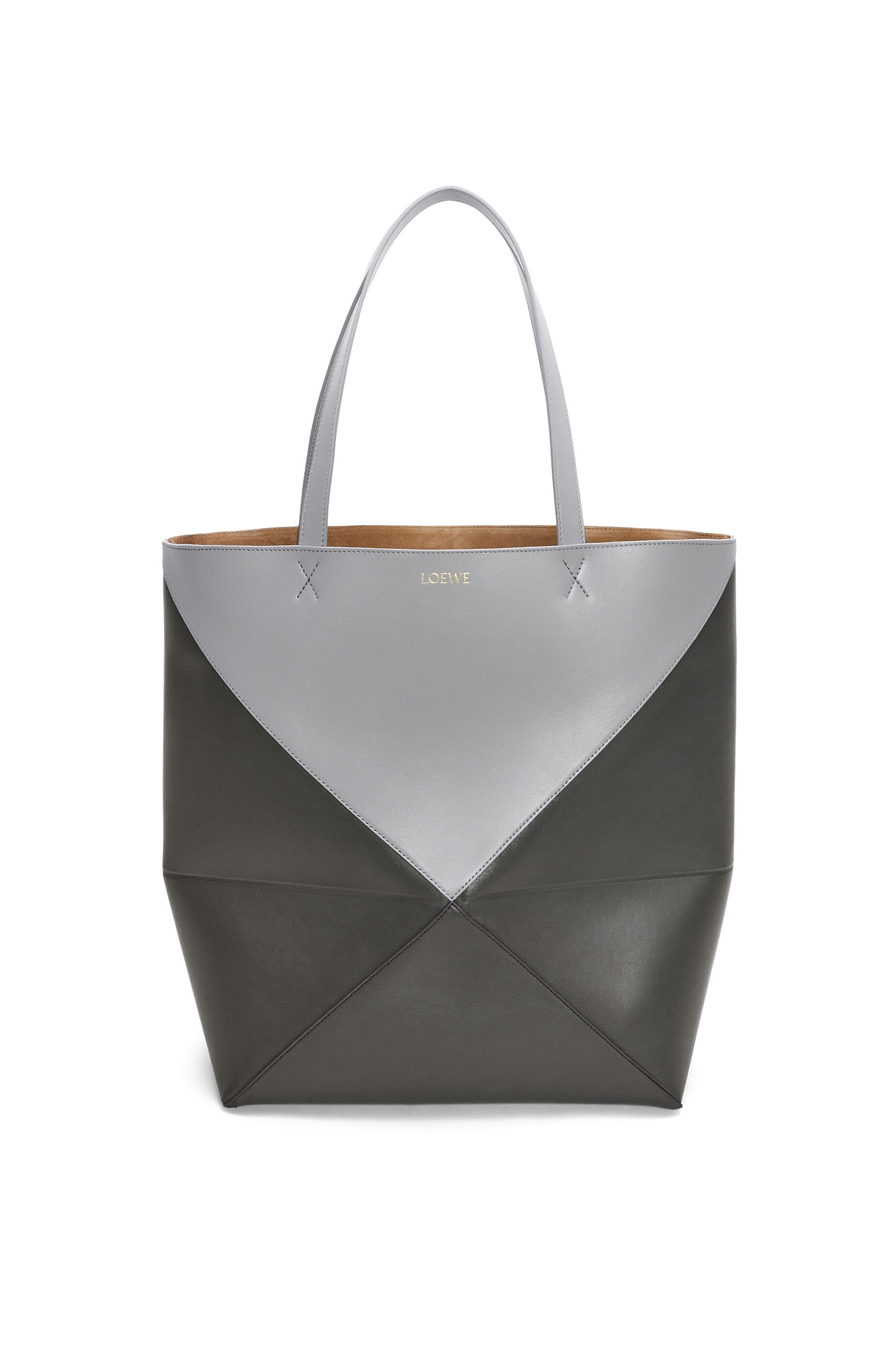 Large Puzzle Fold Tote in shiny calfskin - 1
