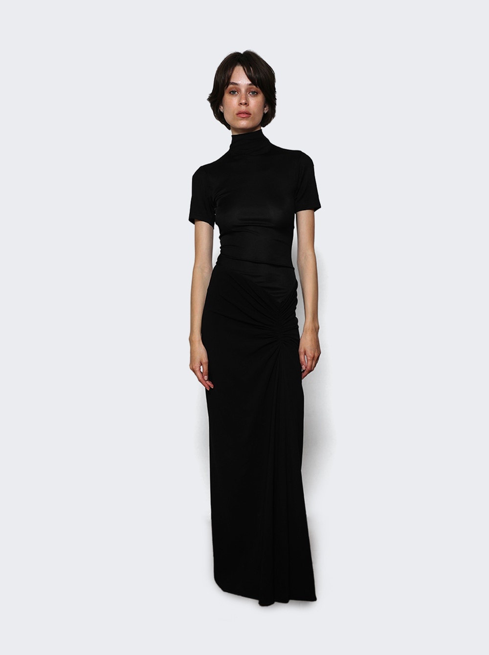 Fusion Ruched Tee Gown Black - 2