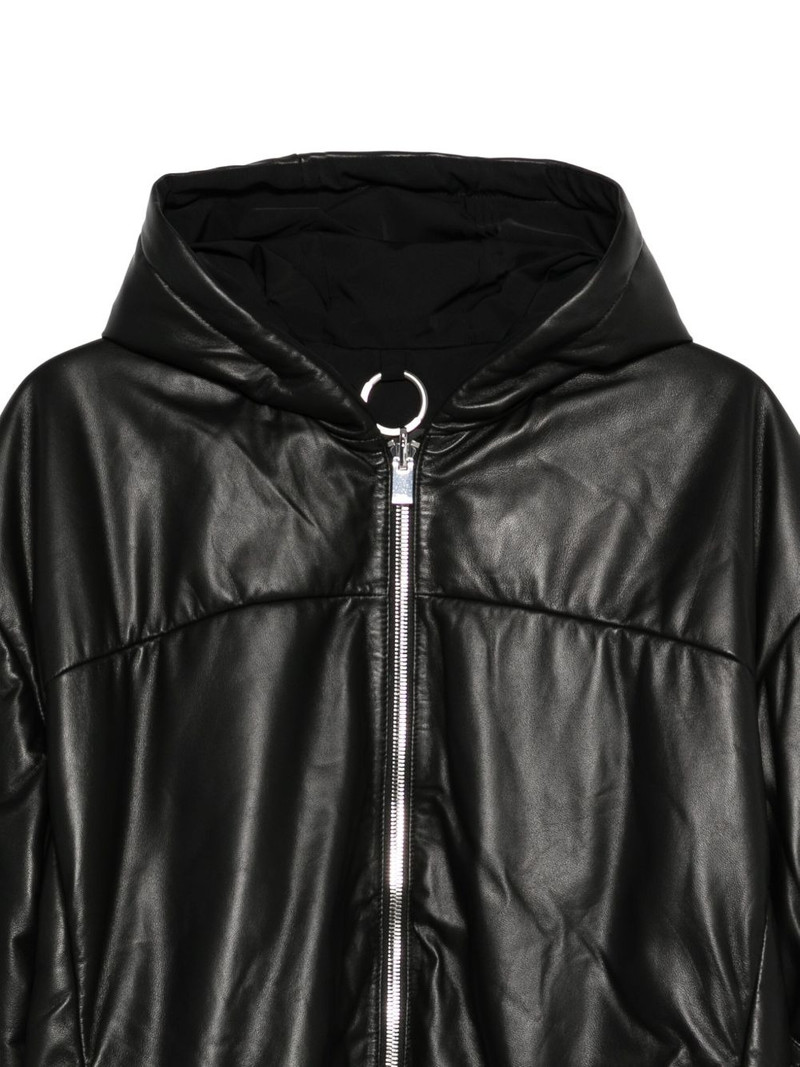hooded puffer leather coat 3